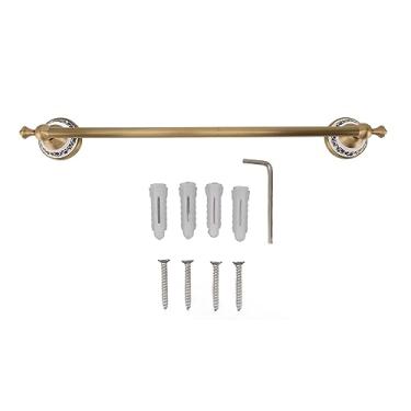 Imagem de Barra de toalha Barra de toalha de banho Toalheiro de cobre Elegante estilo europeu Suporte de suspensão de haste única para banheiros Material de cobre durável 50 cm de (Antiga)