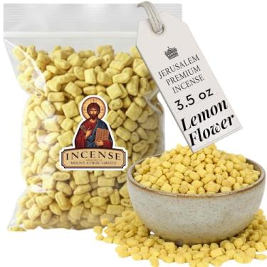 Imagem de Holy Land Market Incenso de Jerusalém - para uso pessoal ou na igreja, qualidade premium do Monte Athos (flor de limão, 100 g)