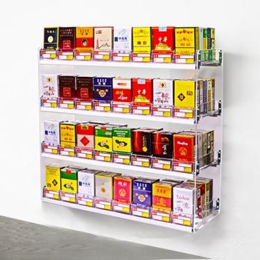 Imagem de Rack de exibição de cigarro automático de varejo, organizador de cigarros de acrílico transparente, empurrador automático para exibição de cigarros, prateleira de cigarro, plástico (73,5 x 18,2 x 99