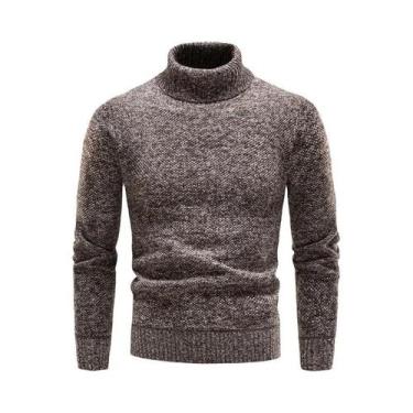 Imagem de Suéter Masculino Slim Fit De Fleece Com Gola Alta, Quente Para Outono 
