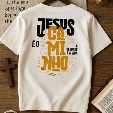 Imagem de Camiseta Cristã Masculina e Feminina Streetwear Jesus É O Caminho Blus