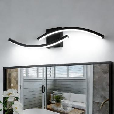 Imagem de HLILCEH Luminária de banheiro moderna de 80 cm luzes pretas reguláveis 5CCT luminária de banheiro LED sobre espelho lâmpada de parede moderna para corredor de armário