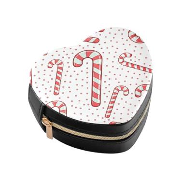 Imagem de Burbuja Caixa de joias de Natal em forma de coração, mini estojo de joias de viagem para mulheres e meninas, organizador portátil de armazenamento para brincos, anéis, colares e pulseiras