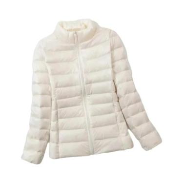 Imagem de Jaqueta Feminina plus Size Leve De Pluma De Pato Branca Quente Com Gol