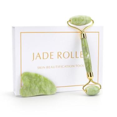 Imagem de Roller E Gua Sha Tools Por Raspador De Jade Natural Com Pedras Para ro