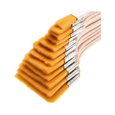 Imagem de Conjunto De 12 Pincéis De Nylon Para Pintura Em Acrílico, Óleo E Aquar