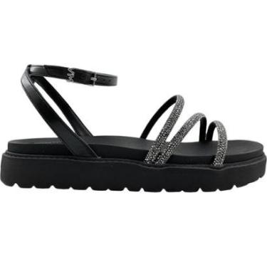 Imagem de Sandália Feminina Papete Flatform Casual Dia a Dia Passeio Trabalho Conforto com Strass Via Marte 17-Feminino