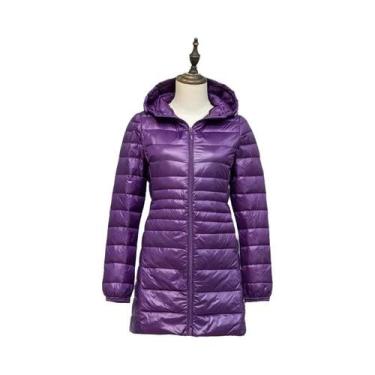 Imagem de Jaqueta Feminina Longa Com Capuz Em 12 Cores, Casaco Puffer Leve E Que