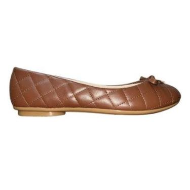 Imagem de Sapatilha Casual Bico Arredondado Matelassê com Laço Feminino Moleca 5094.1701 Marrom-Feminino