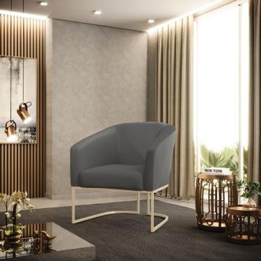 Imagem de Poltrona Sala Decorativa Stella Couro Sintético Grafite D'Rossi