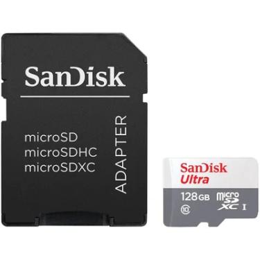 Imagem de Cartão De Memória SanDisk, 128GB, MicroSD Classe 10, 100MB/s Ultra - Sdsqunr-128g-Gn3ma