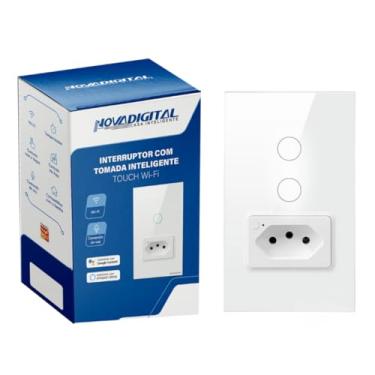 Imagem de NOVADIGITAL Interruptor Wifi Inteligente 2 Botões C/Tomada Smart Touch, Comando de Voz, Agendamentos, Compartilhamento, Controle pelo App SmartLife ou NovaDigital, 2 Vias, 10A, 2500W, Wi-Fi 2,4GHz
