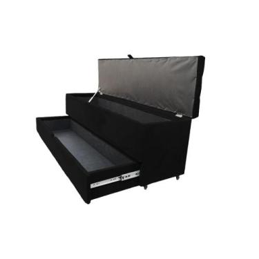 Imagem de Recamier puff baú sapateira e gaveta 1,38 cm para cama box padrão - pr