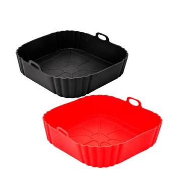Imagem de Kit 2 Forma Culinário Silicone Air fryer Cozinha Assadeira Quadrada Re