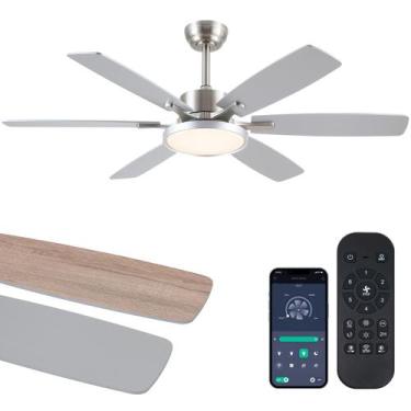 Imagem de Ventilador de teto Hounberi 52" Nickel LED Light Remote/App