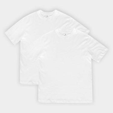 Imagem de Kit Camiseta Hering 2 Peças Masculino, Branco, GG