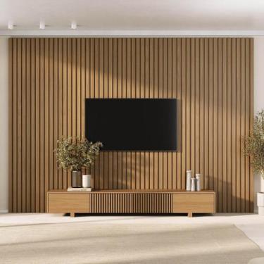 Imagem de Rack com Painel Ripado para TV até 86 Polegadas 320cmx250cm Aruá CabeC