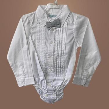 Imagem de Conjunto Bebê Body Nervuras - Roupa Batizado Menino Conjunto Social Pa
