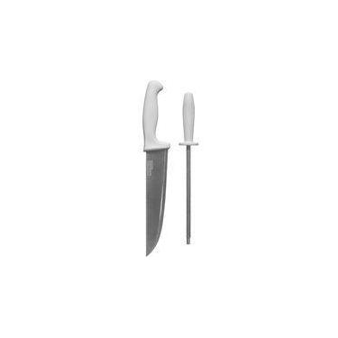 Imagem de Kit Churrasco Profissional 2 Pças Faca E Afiador Chaira Inox - safe bu