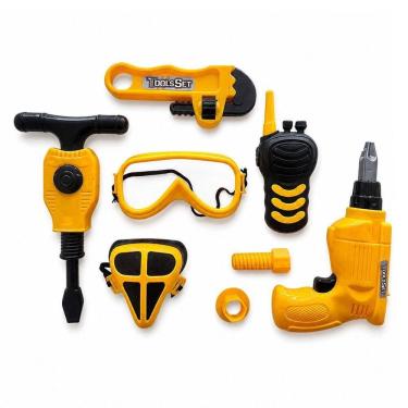 Imagem de Kit Ferramentas Infantil Tools 6 Peças com EPI Amarelo Draik