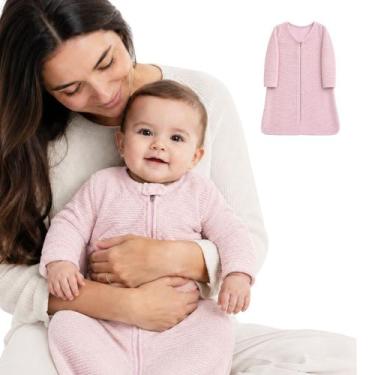 Imagem de Saco de Dormir Bebê com Manga Longa Zíper Tecido Plush Rosa - M - Minh
