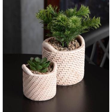Imagem de Cachepot Wolff de Cerâmica com Suculenta Palha 10cm x 10cm X