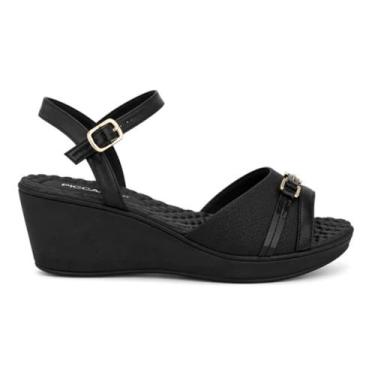 Imagem de Sandália Casual Anabela Feminina Piccadilly Ortopédica Preto 540426 (6