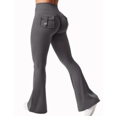 Imagem de Leggings De Yoga Femininas De Cintura Alta Com Perna Larga E Alta Elas