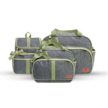 Imagem de Kit Bolsa Maternidade 4 Peças Laço Bolsa Grande + Bolsa Média + Mochil