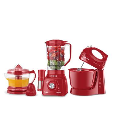 Imagem de Conjunto Especial Mondial KT-105-R (Espremedor Premium + Batedeira Prática + Liquidificador Turbo Power) - Vermelho
