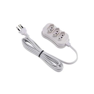 Imagem de Extensão Slim Tripolar Com 3 Tomadas E Com 5 Metros Branca