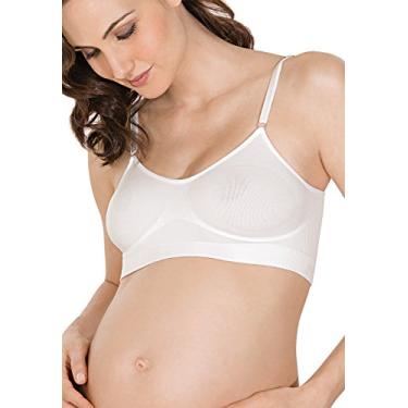 Imagem de RelaxMaternity 5320 Sutiã de maternidade push-up de algodão sem fio, alças ajustáveis, 100% feito na Itália, Branco, P