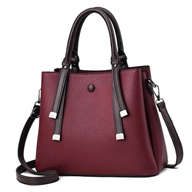 Imagem de Bolsa de mão feminina com alça superior bolsa transversal de couro grande moda clássica bolsa de ombro bolsas tote, Vermelho