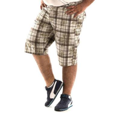 Imagem de Bermuda Masculina Bolso Faca Sarja Estampada Plus Size 10701 - Konciny