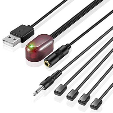 Imagem de URWOOW Repetidor infravermelho oculto, sistema extensor remoto infravermelho 1 receptor 4 emissores kit de controle adaptador USB para amplificador, caixa de cabo, receptor de TV via satélite, leitor de CD, leitor de DVD, leitor de Blu-ray