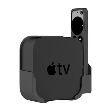 Imagem de HeyMoonTong Suporte para Apple TV compatível com todas as Apple TVs - Suporte de parede com suporte remoto serve para todas as Apple TV 4K / HD (2022 e 2021), com capa protetora de silicone para