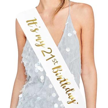 Imagem de ADBetty"It's My 21st Birthday" Faixa - Faixa de aniversário de 21 anos Faixa de aniversário para meninas 21 lembranças de festa de aniversário