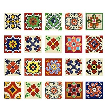 Imagem de Fenteer 20 Unidades de Adesivos Decorativos Suqare para Backsplash, à Prova D'água E Removíveis, C 10x10cm, Tamanho real