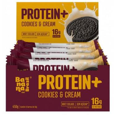Imagem de Barras De Proteína Protein+ Cookies & Cream Banana Brasil Cx 9Un