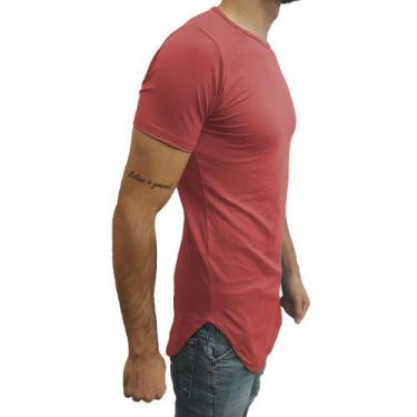 Imagem de Camiseta Longline Oversized Básica Slim Lisa Manga Curta tamanho:g;cor:laranja-terracota
