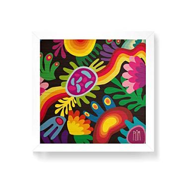 Imagem de Arte Maníacos Quadro decorativo com moldura caixa branca em Madeira - Plim Color Fundo Preto - 30x30cm