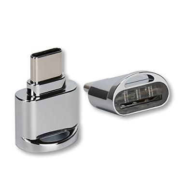 Imagem de KKmoon Leitor de cartão USB tipo C em liga de alumínio TF Leitor de cartão de memória Flash Adaptador OTG para MacBook Windows