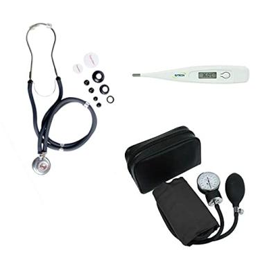 Imagem de Kit Medidor De Pressão Esfigmomanometro + Esteto Termometro (Grafite)
