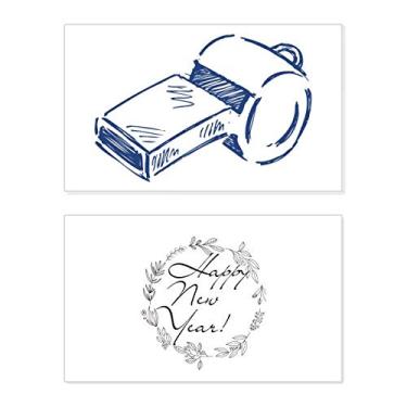 Imagem de Apito de futebol de desenho animado azul futebol ano novo festival cartão felicitações Bless mensagem presente