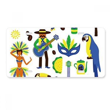 Imagem de DIYthinker Placa de carro para decoração de carro com papagaio de futebol do Brasil, acessório de aço inoxidável