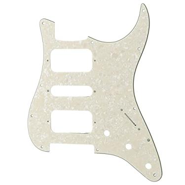 Imagem de Musiclily Pro 11 Furos Canto Redondo HSH Escudo Strato Pickguard para Guitarra Fender American/Mexican Standard Stratocaster, 4 Camadas Branco Envelhecido Perolado