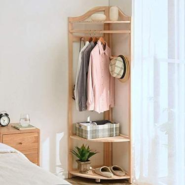 Imagem de Prateleira Para Roupas De Madeira - Prateleira Multifuncional De Canto Para Roupas Cabide De 2 Níveis Prateleira Durável Para Armazenamento De Sapatos E Roupas,Uma Cor,M,Collector88