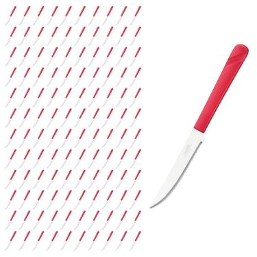 Imagem de Conjunto 120 Facas Linha Luna Vermelho Aço Inox Mesa Buffet