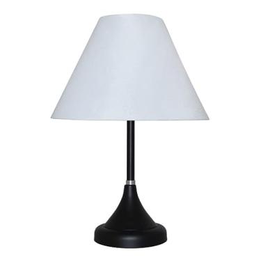 Imagem de Abajur médio para Sala ou Quarto base em alumínio e cúpula de tecido (Preto - Branco)