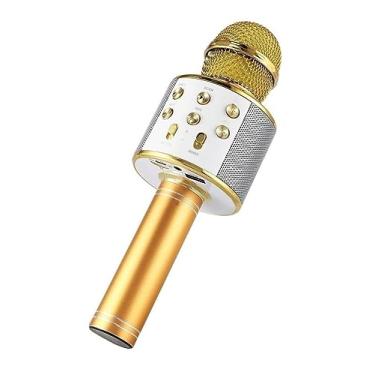 Imagem de Voupuoda WS-858 Microfone de karaokê sem fio portátil, Player de karaokê portátil para celular Alto-falante HIFI Bluetooth embutido, Selfie 3-em-1 bateria de lítio recarregável Karaokê KTV MIC